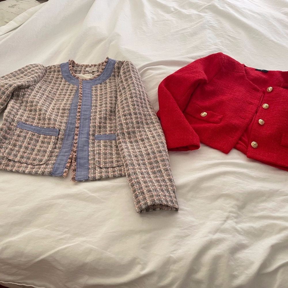 Two Collareless Jackets.   Loft and Tahari